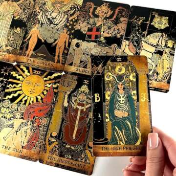 Tarot Cards, 78 Tarot Deck, Original Tarot Cards for Beginners and Experts with Guide Book and Gift Bag, Fortune Telling Game, Divination Tools for All Skill Levels, Black.