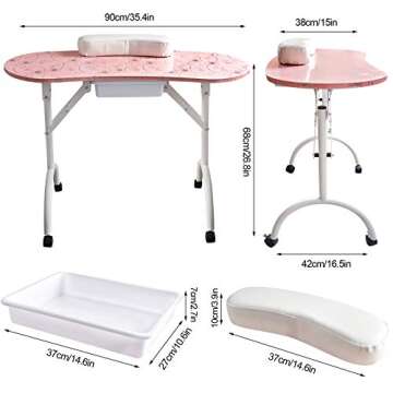 Kalolary Portable Manicure Table for Nail Professionals