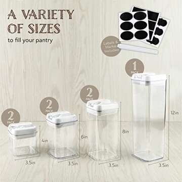 Oizeir Airtight Food Storage Containers, Clear Plastic, Lid Lock, Reusable Stickers, Various Sizes, ...