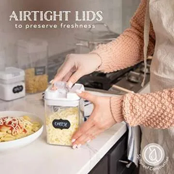 Oizeir Airtight Food Storage Containers, Clear Plastic, Lid Lock, Reusable Stickers, Various Sizes, BPA Free, Perfect Dry Food Storage Organization for Kitchen and Pantry, (Set of 7)