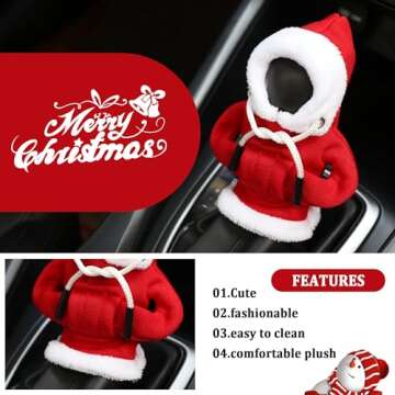 OFBAND Hoodie Car Gear Shift Cover,Christmas Car Decor Gear Shift Knob Cover for Manual/Automatic Shift Knob,Universal Car Accessories Hoodie for Gear Shifter Knob (Christmas Red)