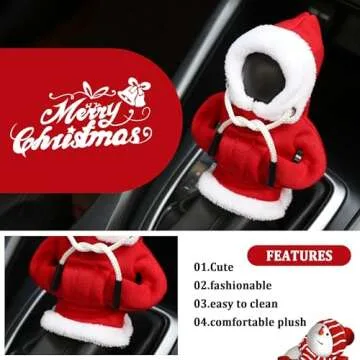 OFBAND Hoodie Car Gear Shift Cover,Christmas Car Decor Gear Shift Knob Cover for Manual/Automatic Shift Knob,Universal Car Accessories Hoodie for Gear Shifter Knob (Christmas Red)