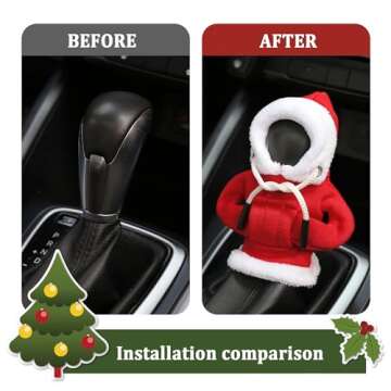 OFBAND Hoodie Car Gear Shift Cover,Christmas Car Decor Gear Shift Knob Cover for Manual/Automatic Shift Knob,Universal Car Accessories Hoodie for Gear Shifter Knob (Christmas Red)