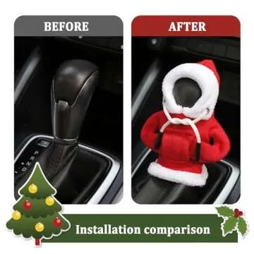 OFBAND Hoodie Car Gear Shift Cover,Christmas Car Decor Gear Shift Knob Cover for Manual/Automatic Shift Knob,Universal Car Accessories Hoodie for Gear Shifter Knob (Christmas Red)