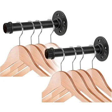 Sumnacon 2 Pcs 7.7 Inch Industrial Pipe Clothes Bar - Rustic Metal Hanger Rack for Multiple Use