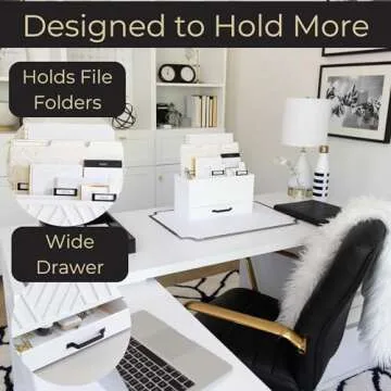 BLU MONACO Mail Organizer for Home - Bill Organizer for Desk - White Wooden Kitchen Mail Organizer Countertop Mail Organizer with Drawer - Mail Holder Countertop Mail Sorter - Mail Organizer for Desk