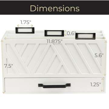 BLU MONACO Mail Organizer for Home - Bill Organizer for Desk - White Wooden Kitchen Mail Organizer Countertop Mail Organizer with Drawer - Mail Holder Countertop Mail Sorter - Mail Organizer for Desk