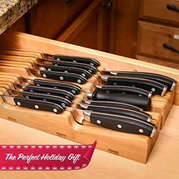 Homemaid Knife Organizer Bamboo, Holds 16 Knives + Sharpener