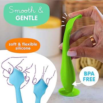 Bumco Diaper Cream Spatula (2-Pack) - BPA-Free Diaper Bag Essentials, Soft & Flexible Butt Spatula Baby, Mom-Invented Butt Paste Spatula, Diaper Cream Applicator, Bumco Baby Bum Brush, Diaper Spatula