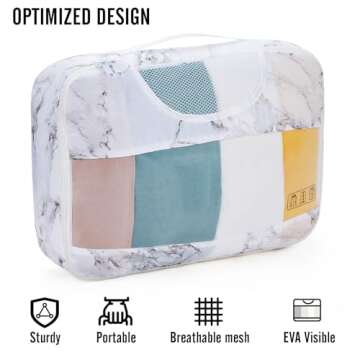 Veken 8 Set Packing Cubes for Suitcases, Travel Bag Organizers for Carry on Luggage, Suitcase Organizer Bags Set for Travel Essentials Travel Accessories in 4 Sizes(Extra Large, Large, Medium, Small)