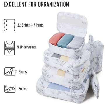 Veken 8 Set Packing Cubes for Suitcases, Travel Bag Organizers for Carry on Luggage, Suitcase Organizer Bags Set for Travel Essentials Travel Accessories in 4 Sizes(Extra Large, Large, Medium, Small)