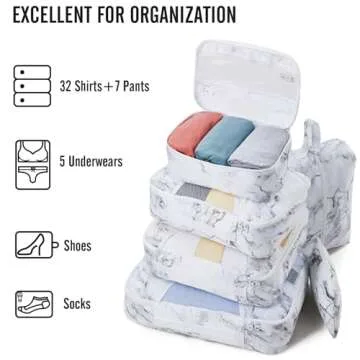 Veken 8 Set Packing Cubes for Suitcases, Travel Bag Organizers for Carry on Luggage, Suitcase Organizer Bags Set for Travel Essentials Travel Accessories in 4 Sizes(Extra Large, Large, Medium, Small)