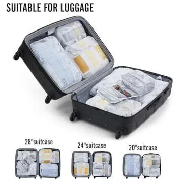 Veken 8 Set Packing Cubes for Suitcases, Travel Bag Organizers for Carry on Luggage, Suitcase Organizer Bags Set for Travel Essentials Travel Accessories in 4 Sizes(Extra Large, Large, Medium, Small)