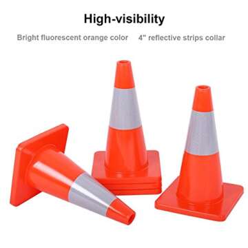 Reliancer 6PCS 18" Traffic Cones - Safety & Visibility Redefined