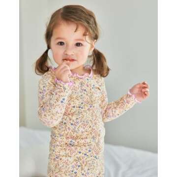 moimoln Flower Ruffled Soft Cotton Modal Baby Toddler Girls Snug fit Pjs Daily Long Sleepwear Betty ...
