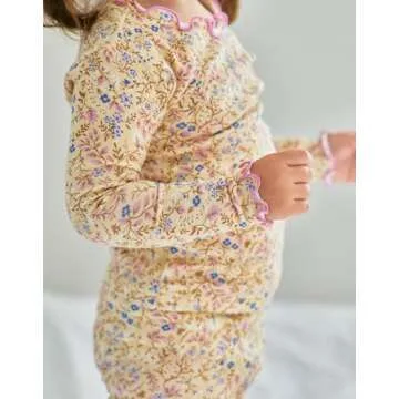 moimoln Flower Ruffled Soft Cotton Modal Baby Toddler Girls Snug fit Pjs Daily Long Sleepwear Betty 4T