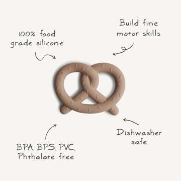 Mushie Silicone Baby Teether Toy in Cute Pretzel Design