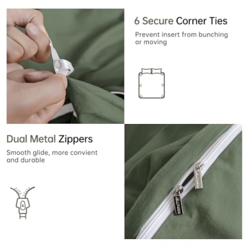 JELLYMONI Green King Size Duvet Cover Set Made of Cotton