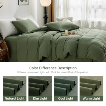 JELLYMONI Green King Size Duvet Cover Set Made of Cotton