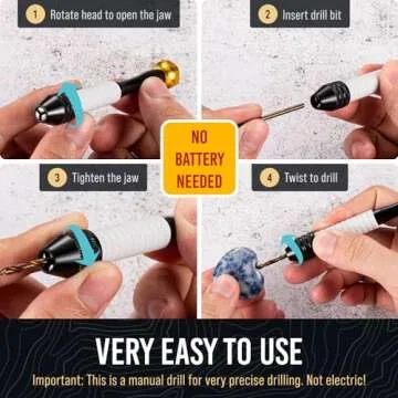 CRAFT911 Pin Vise Hand Drill Manual - Jewelry Drill w/Micro Drill Bits (0.8mm-2.5mm) - Rotary Craft Drill for Jewelry Making, Resin, Wood, Plastic, Miniature, Beads, Clay Etc