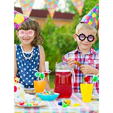 Frienda 5 Pairs Kids Sunglasses Cute Round Sunglasses Flower Shaped Glasses Children Girl Boy Gifts