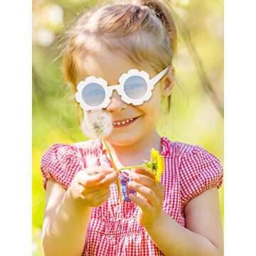Frienda 5 Pairs Kids Sunglasses Cute Round Sunglasses Flower Shaped Glasses Children Girl Boy Gifts