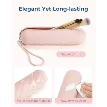BAGSMART Makeup Brush Holder Bag, Travel Small Makeup Bag for Purse, Make Up Brush Bag Case Cosmetic Bag, Silicone Soft Portable Face Brushes Travel Essentials Organizer Holder, Pink
