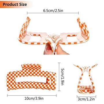 Whaline Checkered Vintage Styling Large 4 Inch Retro Rectangular Cute Non-slip Strong Hold Banana Cl...