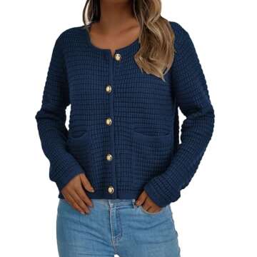 PRETTYGARDEN Women's Knit Cardigan Sweaters Fall Fashion Long Sleeve Open Front Button Down Trendy C...