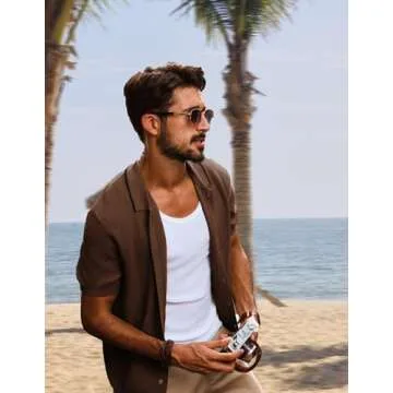 Men's Vintage Knit Polo Shirt for Summer Style