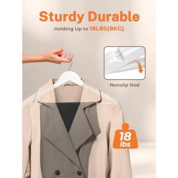 HOUSE DAY Premium Wooden Hangers 20 Pack Coat Hangers Wood Clothes Hangers Smooth Finish Wood Hanger...