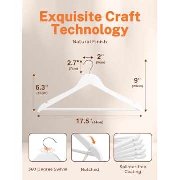 HOUSE DAY Premium Wooden Hangers 20 Pack Coat Hangers Wood Clothes Hangers Smooth Finish Wood Hangers for Closet Heavy Duty Suit Hangers for Clothes, Jacket, Shirt, Tank Top, Dress - Walnut