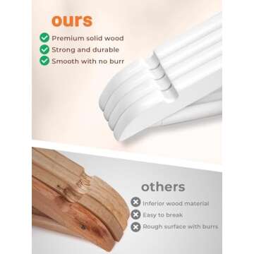 HOUSE DAY Premium Wooden Hangers 20 Pack Coat Hangers Wood Clothes Hangers Smooth Finish Wood Hangers for Closet Heavy Duty Suit Hangers for Clothes, Jacket, Shirt, Tank Top, Dress - Walnut