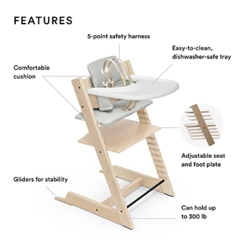Tripp Trapp High Chair with Cushion and Stokke Tray - Natural