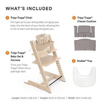 Tripp Trapp High Chair with Cushion and Stokke Tray - Natural