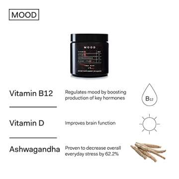 The Nue Co. MOOD Multivitamin, Ashwagandha, Vitamin B & Vitamin D, Reduce Stress and Balance the Mind, Vegan, Gluten Free, 30 Capsules