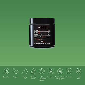The Nue Co. MOOD Multivitamin, Ashwagandha, Vitamin B & Vitamin D, Reduce Stress and Balance the Mind, Vegan, Gluten Free, 30 Capsules