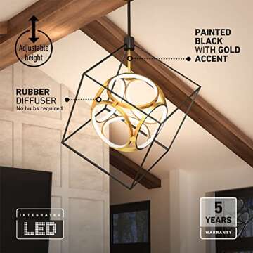 Artika Luxury Pendant Light with Gold Accent and LED