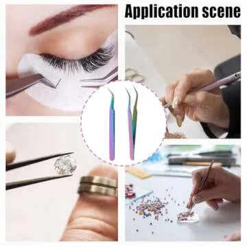 UNICRAFTALE 2pcs Stainless Steel Curved Pointed Craft Tweezer Rainbow Sticker Picking Tool Tweezer for DIY Craft Precision Tweezers Jewelry Making Electronics and Laboratory Works 12.1x0.95cm