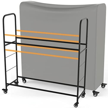 Adjustable Rolling Tire Rack with Protective Cover & Wheels