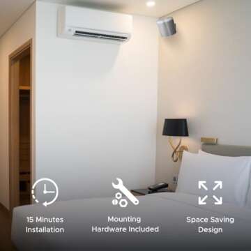 Play 1 Wall Mount, White, Pair, Compatible with Sonos Play:1 Only, Twin Pack, Adjustable Swivel & Tilt Mechanism, 2 Mounting Brackets Includes All Fixings