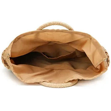 Womens Large Straw Bags Beach Tote Bag Hobo Summer Handwoven Bags Purse With Pom Poms