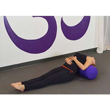 YogaAccessories Supportive Round Cotton Yoga Bolster - Purple
