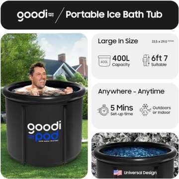 GOODI 110 Gallons Large Portable Ice Bath Tub for Adults/Athletes, Upgraded Cold Plunge Tub Outdoor/...