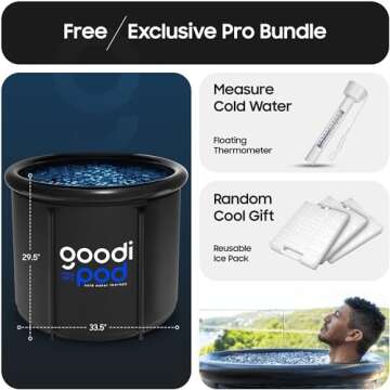 GOODI 110 Gallons Large Portable Ice Bath Tub for Adults/Athletes, Upgraded Cold Plunge Tub Outdoor/Indoor, Ice Plunge Tub/Cold Plunge Bath for Cold Water Therapy 85x75cm (Black)