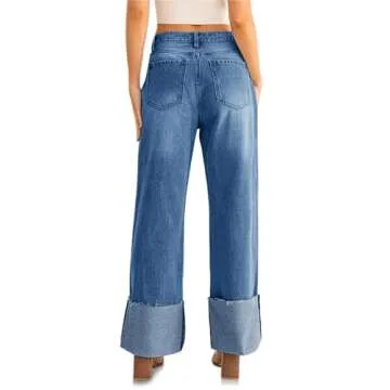 PLNOTME Casual Boyfriend Cuffed Jeans for Every Occasion