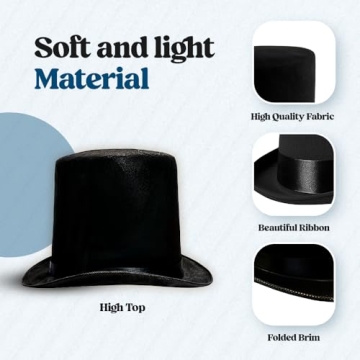 Victorian Felt Top Hat Elegant Black Party Costume