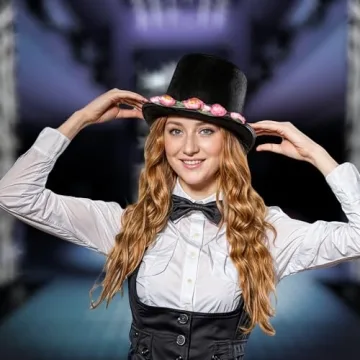 Victorian Felt Top Hat Elegant Black Party Costume