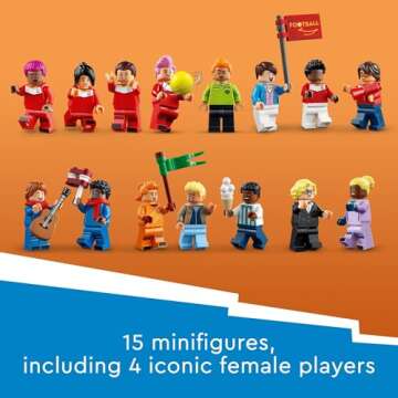 LEGO Icons of Play Soccer Toy, Detailed Building Set for Girls and Boys with 15 Minifigures, Also Includes a Field, Stand and Working Scoreboard, Soccer Gift for Fans and Kids Ages 10 and Up, 40634