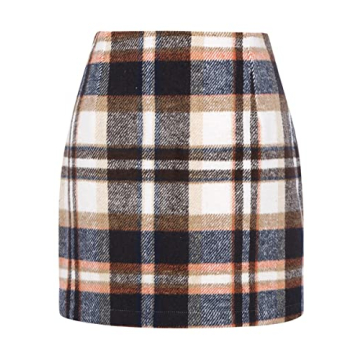 Plaid Skirts for Women Fall Fashion 2024 Wool Tweed Corduroy Pencil Brown Mini Skirt Winter Clothes,...